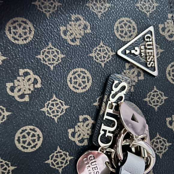 GUESS Olive and Beige Patterned Satchel - Picture 3 of 5